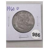 1960 D Franklin Half Dollar Silver Coin