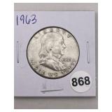 1963 Franklin Half Dollar Silver Coin