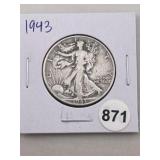 1943 Walking Liberty Half Dollar Silver Coin
