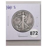 1941 S Walking Liberty Half Dollar Silver Coin