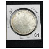 1965 Canadian Silver Dollar Coin