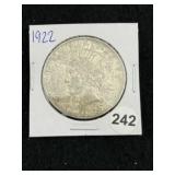 1922 Peace Silver Dollar Coin