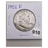 1952 D Franklin Half Dollar Silver Coin