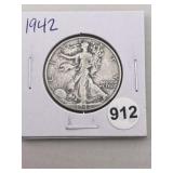 1942 Walking Liberty Half Dollar Silver Coin
