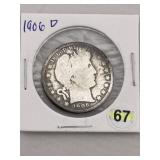 1906 D Barber Half Dollar Silver Coin