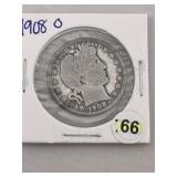 1908 O Barber Half Dollar Silver Coin