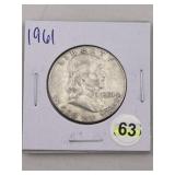 1961 Franklin Half Dollar Silver Coin
