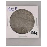 1922 D Peace Silver Dollar Coin