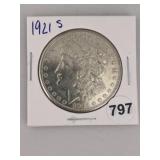 1921 S Morgan Silver Dollar Coin
