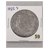 1922 S Peace Silver Dollar Coin