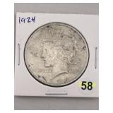 1924 Peace Silver Dollar Coin