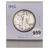 1942 Walking Liberty Half Dollar Silver Coin