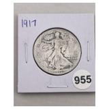 1917 Walking Liberty Half Dollar Silver Coin
