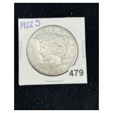 1922 S Peace Silver Dollar Coin