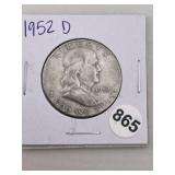 1952 D Franklin Half Dollar Silver Coin