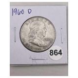 1960 D Franklin Half Dollar Silver Coin