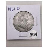 1961 D Franklin Half Dollar Silver Coin