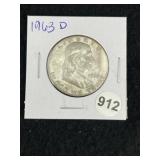 1963 D Franklin Half Dollar Silver Coin