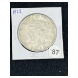 1922 Peace Silver Dollar Coin