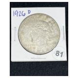 1926 D Peace Silver Dollar Coin