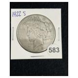 1922 S Peace Silver Dollar Coin