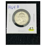 1964 D Washington Quarter Silver Coin
