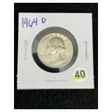 1964 D Washington Quarter Silver Coin