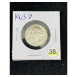 1963 D Washington Quarter Silver Coin