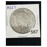 1922 S Peace Silver Dollar Coin