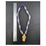 Trade Bead Necklace with Tumbaga Tairona Gold Figu