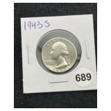 1943 S Washington Quarter Silver Coin