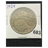 1924 Peace Silver Dollar Coin