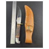 Western USA Knife with Leather Sheath