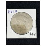 1922 D Peace Silver Dollar Coin