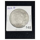 1922 D Peace Silver Dollar Coin