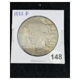 1922 D Peace Silver Dollar Coin