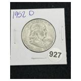 1952 D Franklin Half Dollar Silver Coin