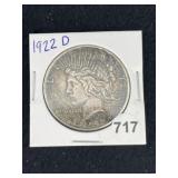 1922 D Peace Silver Dollar Coin
