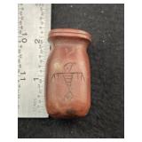 Engraved Red Stone Pipe Indian Artifact Arrowhead