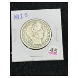 1912 S Barber Half Dollar Silver Coin