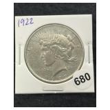 1922 Peace Silver Dollar Coin