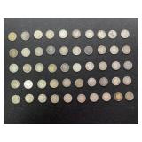 50 Silver Barber Dimes Coins