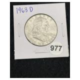 1963 D Franklin Half Dollar Silver Coin