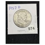 1957 D Franklin Half Dollar Silver Coin