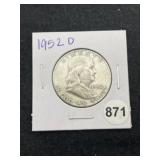 1952 D Franklin Half Dollar Silver Coin