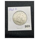 1962 D Franklin Half Dollar Silver Coin