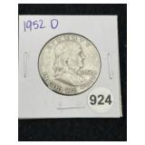 1952 D Franklin Half Dollar Silver Coin