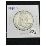 1949 S Franklin Half Dollar Silver Coin