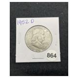 1952 D Franklin Half Dollar Silver Coin