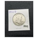 1953 D Franklin Half Dollar Silver Coin